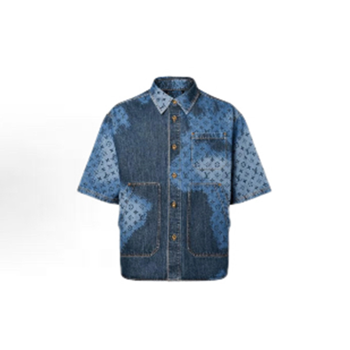 lv louis vuitton monogram denim short-sleeve shirt